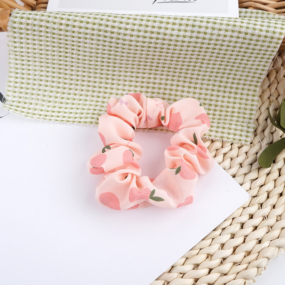 Pig intestine hair band headband for women Korean style simple temperament head flower print fruit pattern fat intestine hair band headdress for women