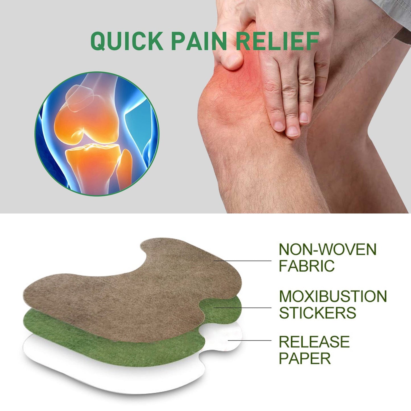 Jaysuing Knee Joint Patch បំបាត់​ការ​ឈឺ​ឆ្អឹងខ្នង​និង​ស្មា​និង​ការ​ឈឺ​ចាប់​ Patch Lumbar Disc Body Care Patch 