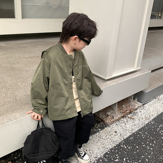 Amo Beibei children's 2024 spring and autumn handsome jacket for boys and girls cool reflective letter baseball jacket cardigan