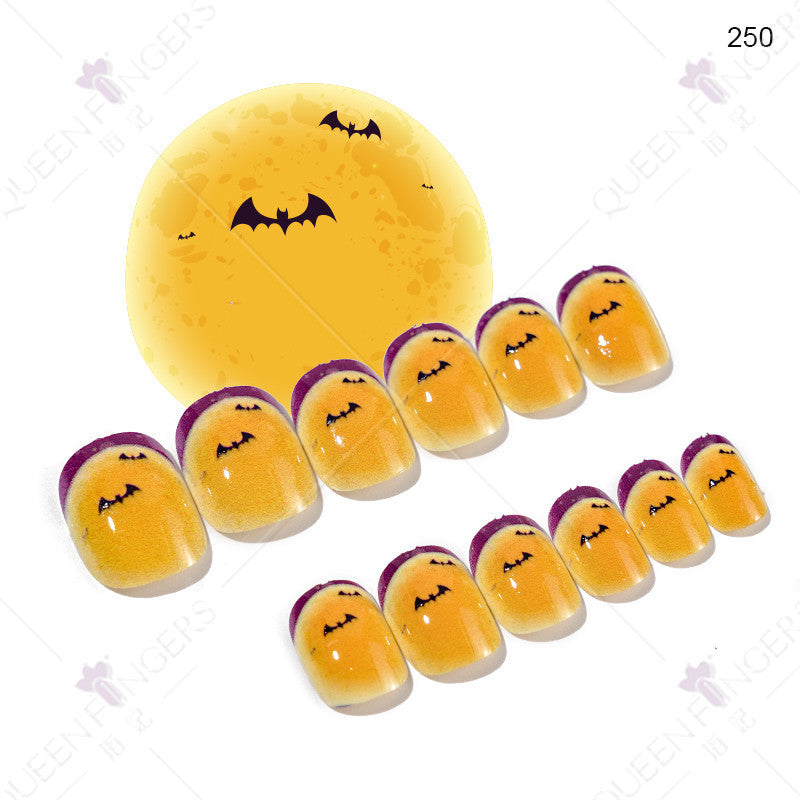 Children's wearable nail tips Halloween 24 pieces of wearable nail tips children's false nail patches manicure finished nail tips