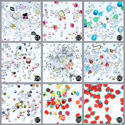 2024 new cross-border nail art ab diamond rhinestone glass mixed soft clay flat bottom diamond DIY nail stickers nail art accessories