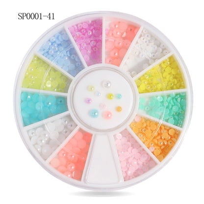 Cross-border nail art accessories nail flat bottom fantasy alloy diamond special-shaped white AB rhinestone accessories 12 grid turntable wholesale