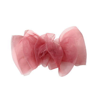 New mesh pure color oversized bow hairpin hair accessories temperament large spring clip Korean version of high-end hairpin