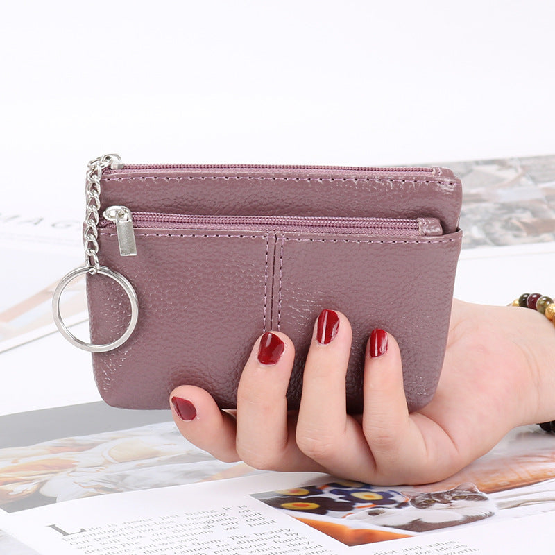 Genuine leather women's coin purse coin card holder short small handbag zipper key bag mini wallet wholesale 