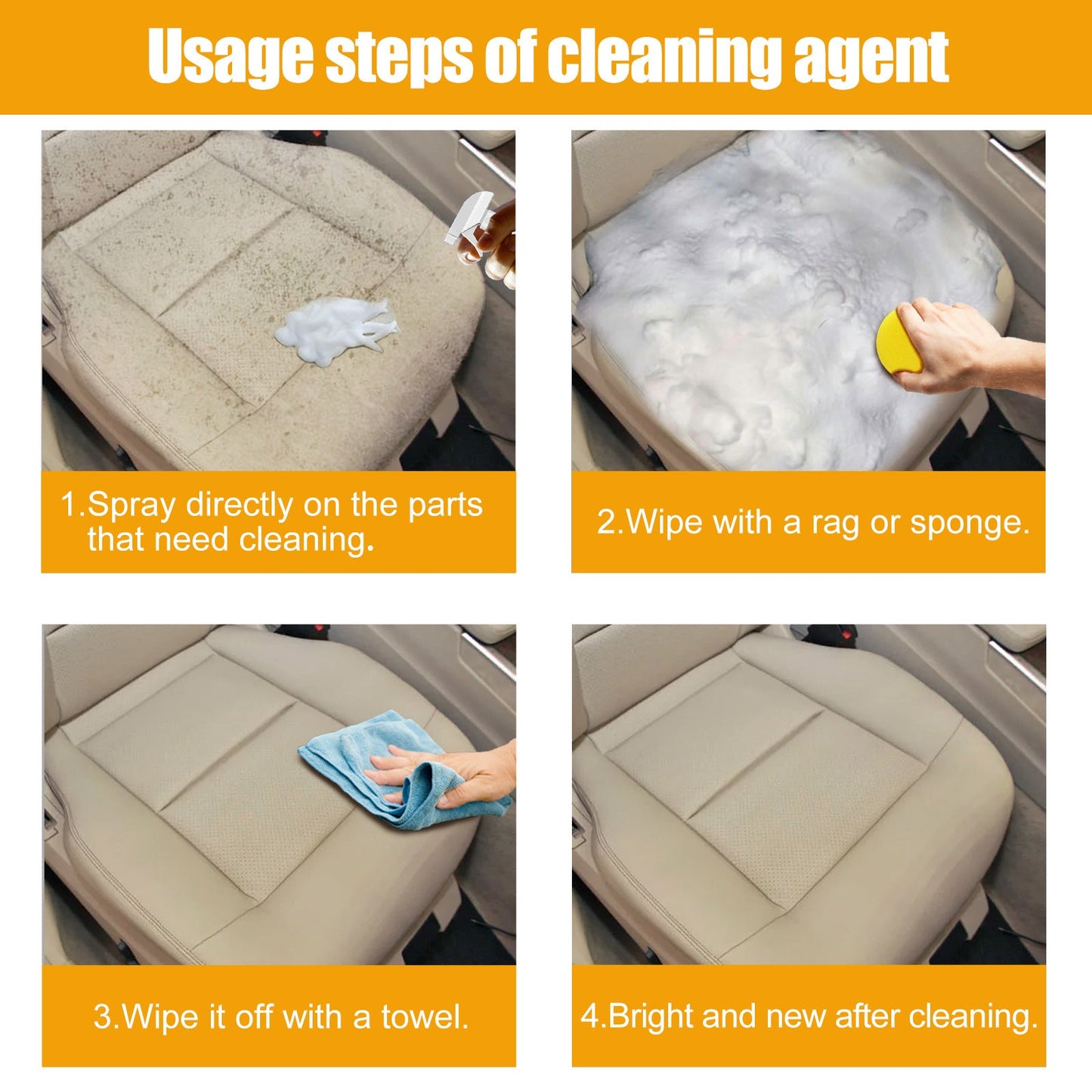 EELHOE ពហុមុខងារ Foam Cleaner Seat Cleaning Car Interior Decontamination Foam Cleaner 