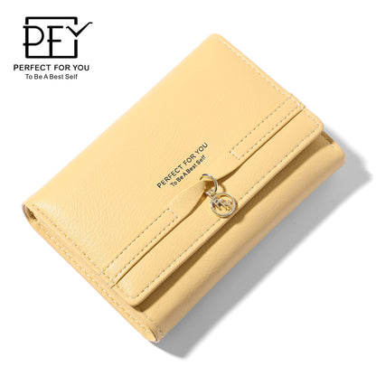 Simple and fashionable small fresh student three-fold niche wallet Japanese and Korean ladies' wallet with multiple card slots short wallet for women 