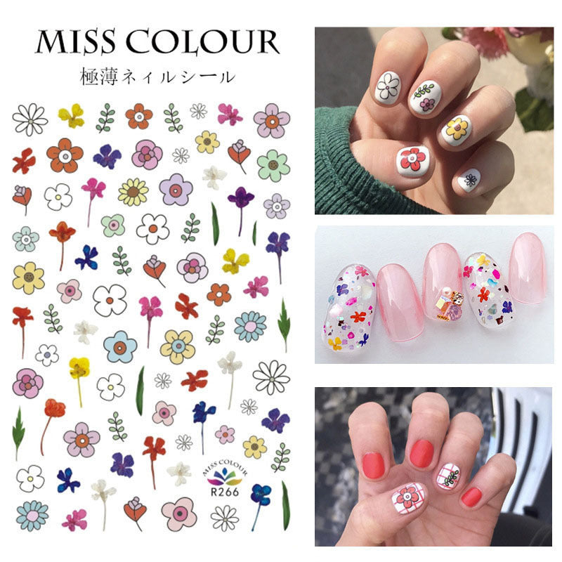 Hyuna's same style nail art nail stickers fruit stickers summer colorful cute 3D jewelry stickers small fresh plants