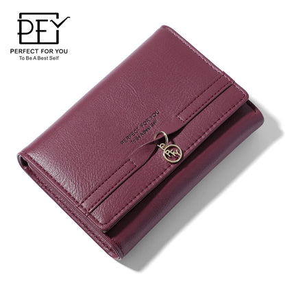 Simple and fashionable small fresh student three-fold niche wallet Japanese and Korean ladies' wallet with multiple card slots short wallet for women 