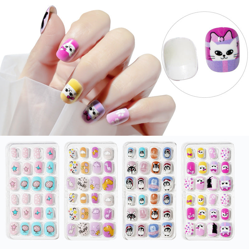 Manicure children wear cat nail pieces children's patches finished nail pieces fake nails adhesive nail pieces stickers bag