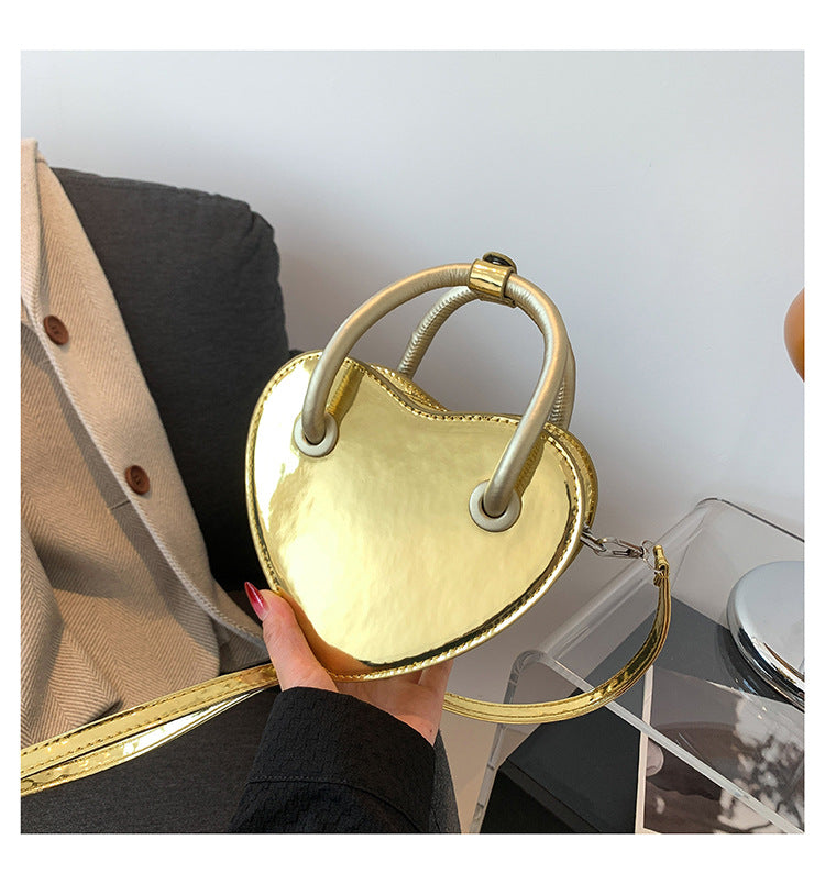 2024 new women's handbags love mini shoulder bag autumn and winter popular solid color bag patent leather shiny crossbody bag 