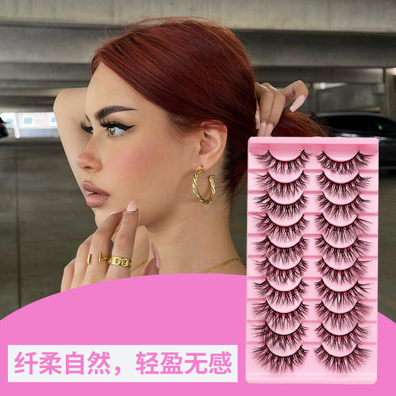 Dingsen cross-border false eyelashes factory 10 pairs of false eyelashes L natural thick curl