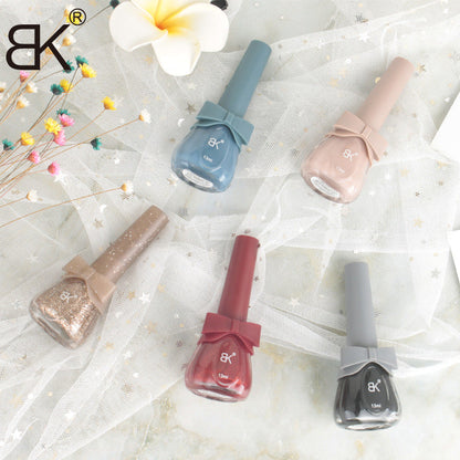 BK new bow seven-day water-based nail polish pure color free baking summer net red white macaron 13ml 