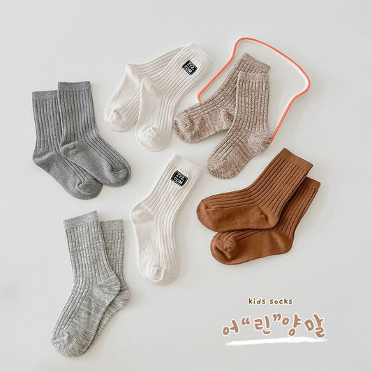 [Clearance Special] Children's Socks Cute Breathable Mid-Tube Socks Baby Warm Home Cotton Socks 3 Pairs