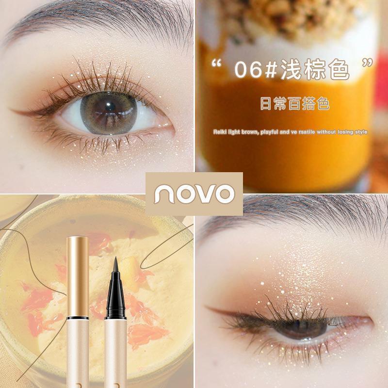 NOVO ប៊ិច Eyeliner ដ៏ប្រណិត និងចម្រុះពណ៌ ស្តើង ងាយស្រួលដាក់ពណ៌ មិនជ្រាបទឹក ធន់នឹងញើស មិនប្រតាក មិនក្លែងក្លាយ មិនផាត់ពណ៌ 