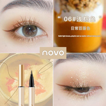 NOVO ប៊ិច Eyeliner ដ៏ប្រណិត និងចម្រុះពណ៌ ស្តើង ងាយស្រួលដាក់ពណ៌ មិនជ្រាបទឹក ធន់នឹងញើស មិនប្រតាក មិនក្លែងក្លាយ មិនផាត់ពណ៌ 