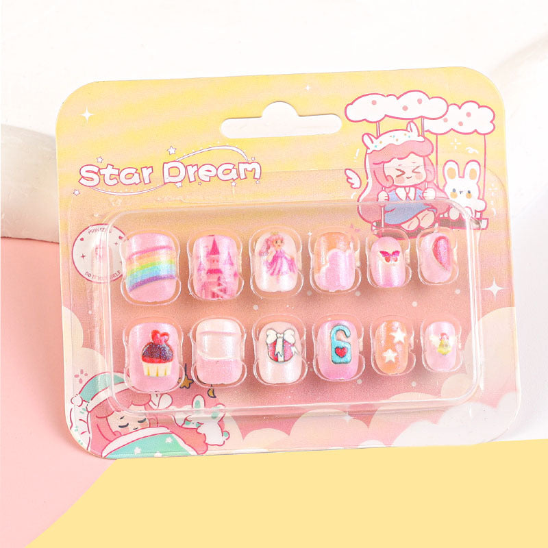 Children's cartoon nail stickers baby toy nail pieces finger wear nails new cute princess self-adhesive nail stickers