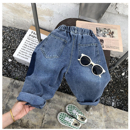 Children's clothing 2024 spring new children's pants children's casual pants baby autumn trousers boy's pants ripped jeans