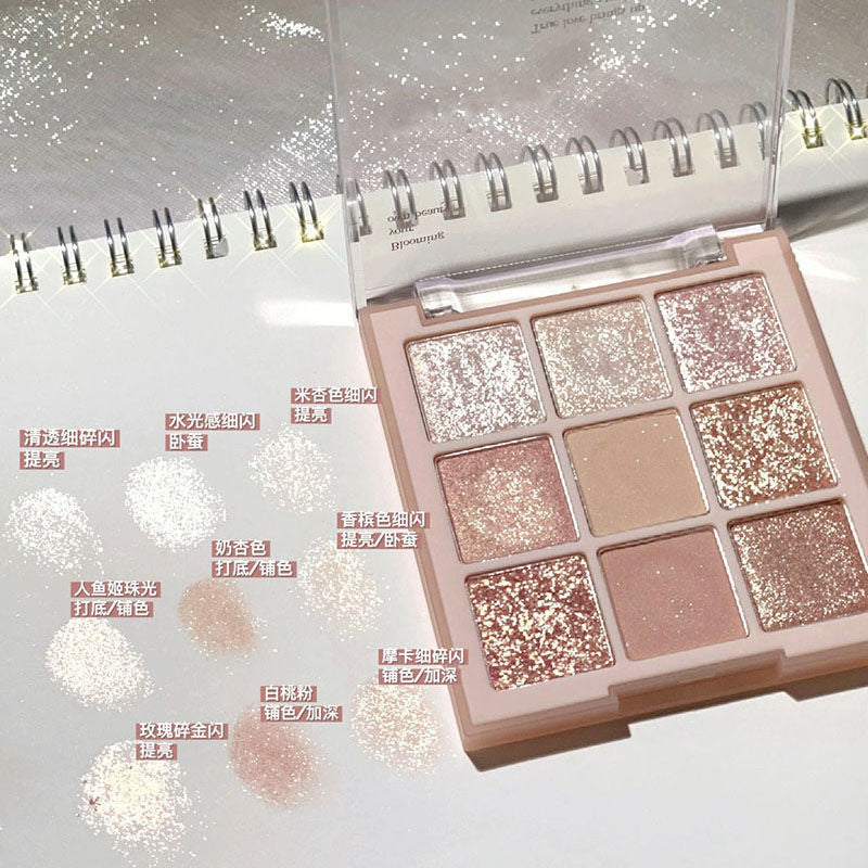 DIKALU milk tea nine-color eyeshadow palette transparent acrylic matte 9-color nude nine-square eyeshadow cross-border makeup