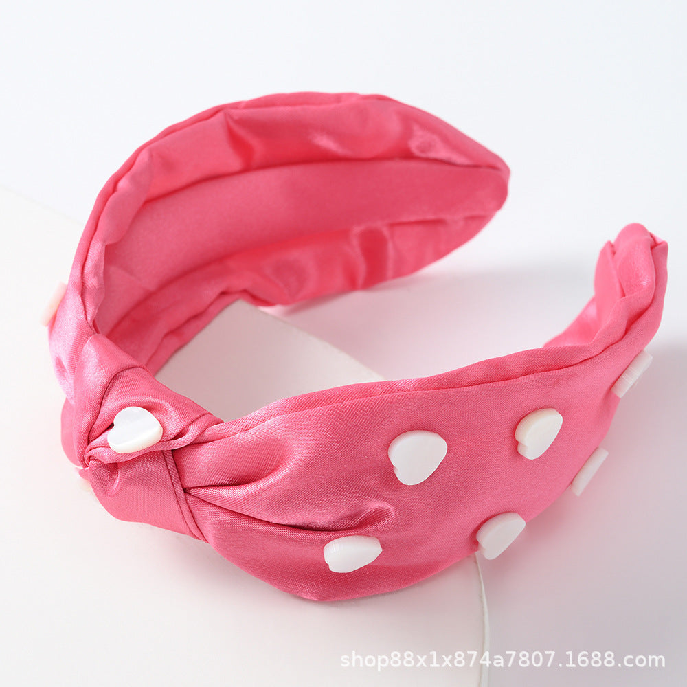 2022 New Love Pink Hairband Women Valentine's Day Knotted Headband Cute Girl Temperament Headband Hairband Women