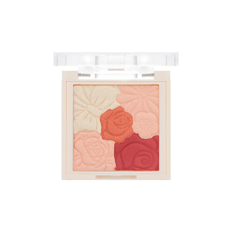 Makeup Blush Palette Natural Contour Highlight All-in-one Palette Matte Pearlescent Embossed Petals Orange Blush Rouge Wholesale 