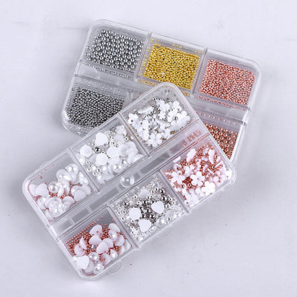 Rhinestone DIY Sticker Diamond Nail Art Accessories DIY Flat-bottomed Diamond Nail Internet Celebrity Diamond Steel Beads 6 Specifications Mixed Pack