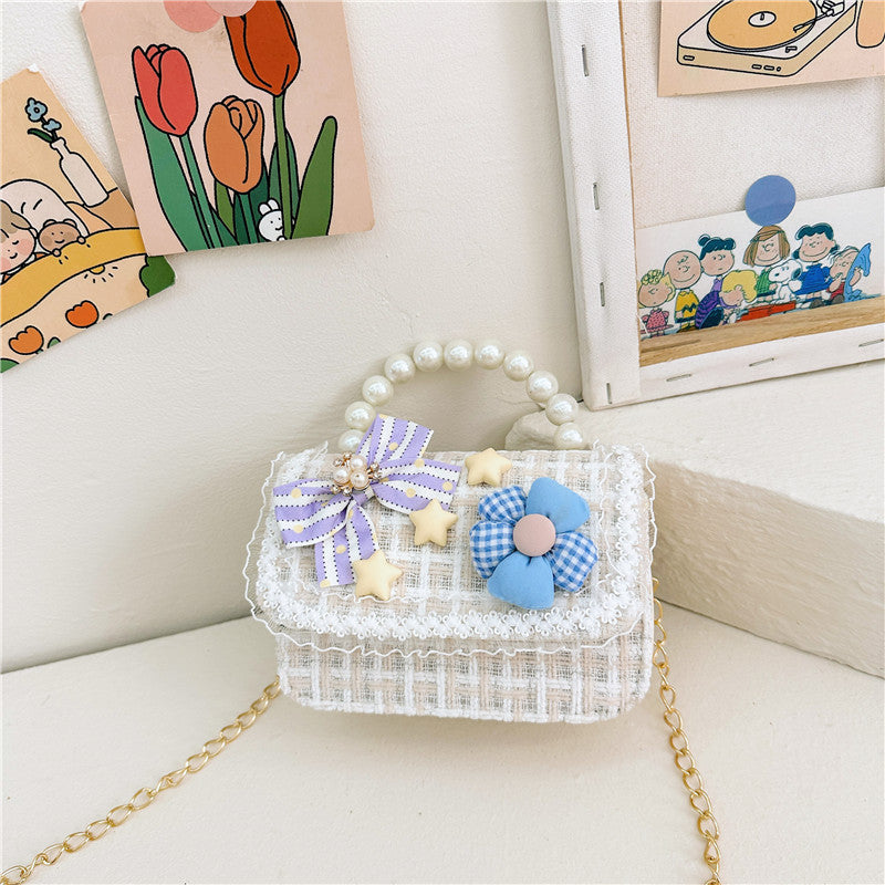 New style children's shoulder bag fashion pearl handbag cartoon cute girl coin crossbody bag wholesale