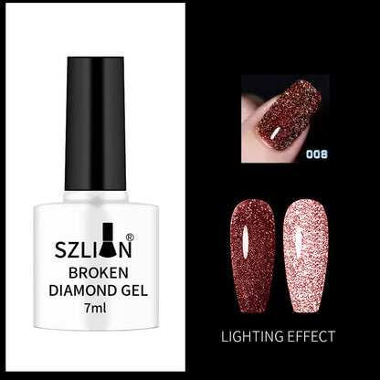 Nail art flash nail polish new style net red super flash colorful flash diamond Yanling pat glue extension glue broken diamond glue