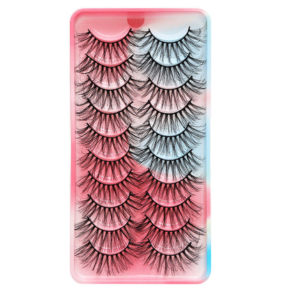 Dingsen false eyelashes factory European and American stable cross-border supply 10 pairs of natural curling thick eyelashes