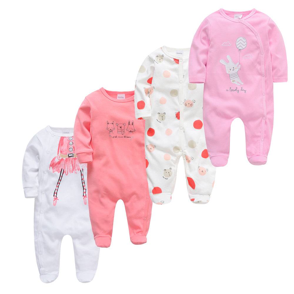 Newborn jumpsuit clothing four-piece set infant and toddler long-sleeved foreign trade boy jumpsuit crawling clothes cross-border wholesale 