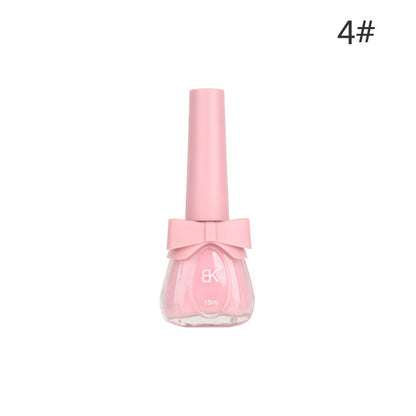 BK new bow seven-day water-based nail polish pure color free baking summer net red white macaron 13ml 