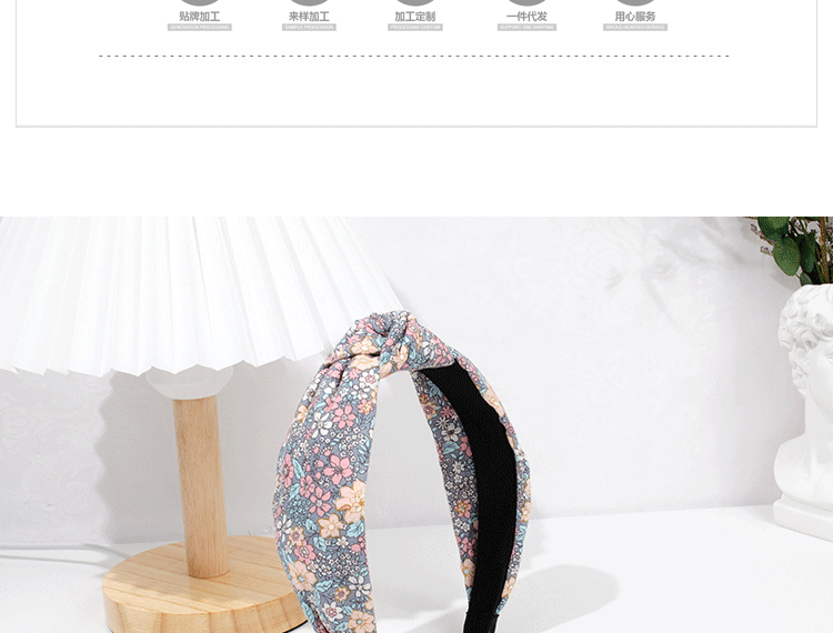 Cross-border hot selling French headband for women European and American ethnic style knotted headband small floral fabric wide-edged hair tie headband