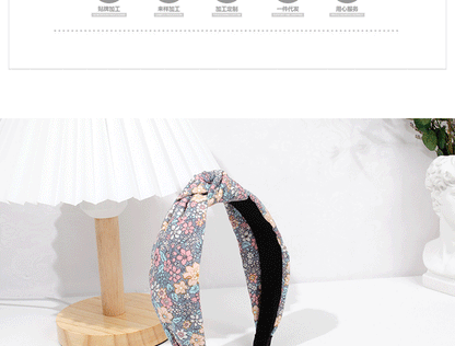 Cross-border hot selling French headband for women European and American ethnic style knotted headband small floral fabric wide-edged hair tie headband