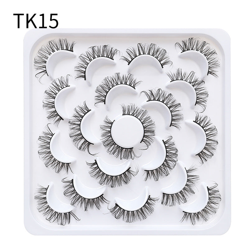 Dingsen false eyelashes factory stable supply 10 pairs of flower trays DD curling false eyelashes natural makeup daily makeup