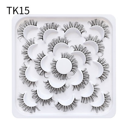 Dingsen false eyelashes factory stable supply 10 pairs of flower trays DD curling false eyelashes natural makeup daily makeup