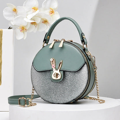 2024 autumn and winter bags for women new chain niche contrast color small round bag hand-held shoulder trend crossbody one piece drop shipping 