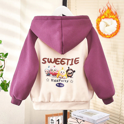 Boys and girls winter thickened fleece coat double-layer sunshine fleece egg zipper warm children kindergarten