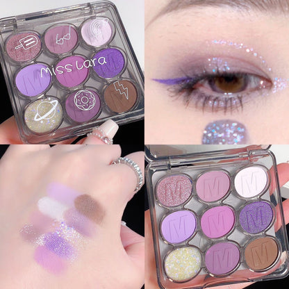 misslara 9 color eye shadow palette sequins glitter pearlescent waterproof student eye shadow super hot fine flash affordable stage