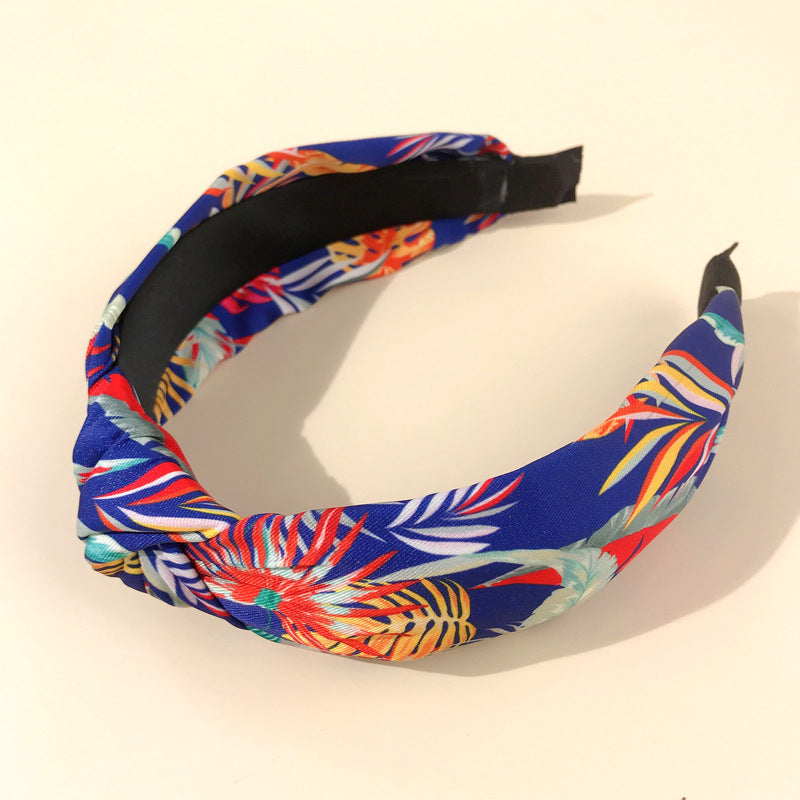 2021 Amazon new style headband for women European and American ethnic style big flower knotted head buckle floral headband hair cave women