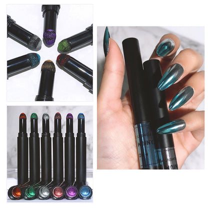 Cross-border new product nail art air cushion magic pen no floating powder mirror magic pen solid titanium powder air cushion magic mirror powder