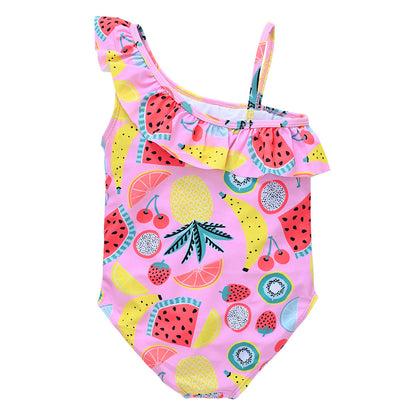 Girls swimsuit European and American 2024 new one-piece big and small children baby girl cute hot spring swimsuit cross-border manufacturers 