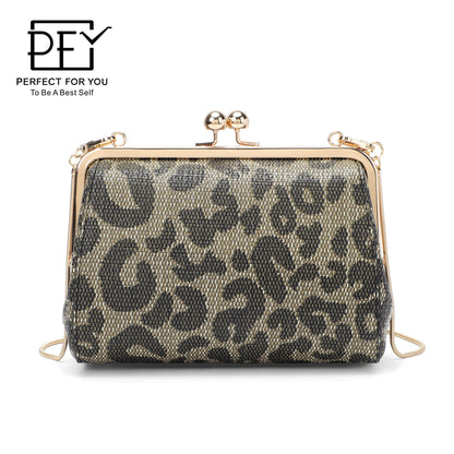 PERFECT FOR YOU European and American shoulder messenger bag retro leopard print high-end niche bag female large capacity 