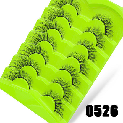 DINGSEN false eyelashes factory cross-border supply large capacity 7 pairs of green fox eyelashes oblique flying thick eyelashes