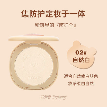 NOVO Light Translucent Feather Soft Silk Pressed Powder Oil Control Concealer Waterproof No Makeup No Flying Powder Dry and Wet Dual Use Setting Powder