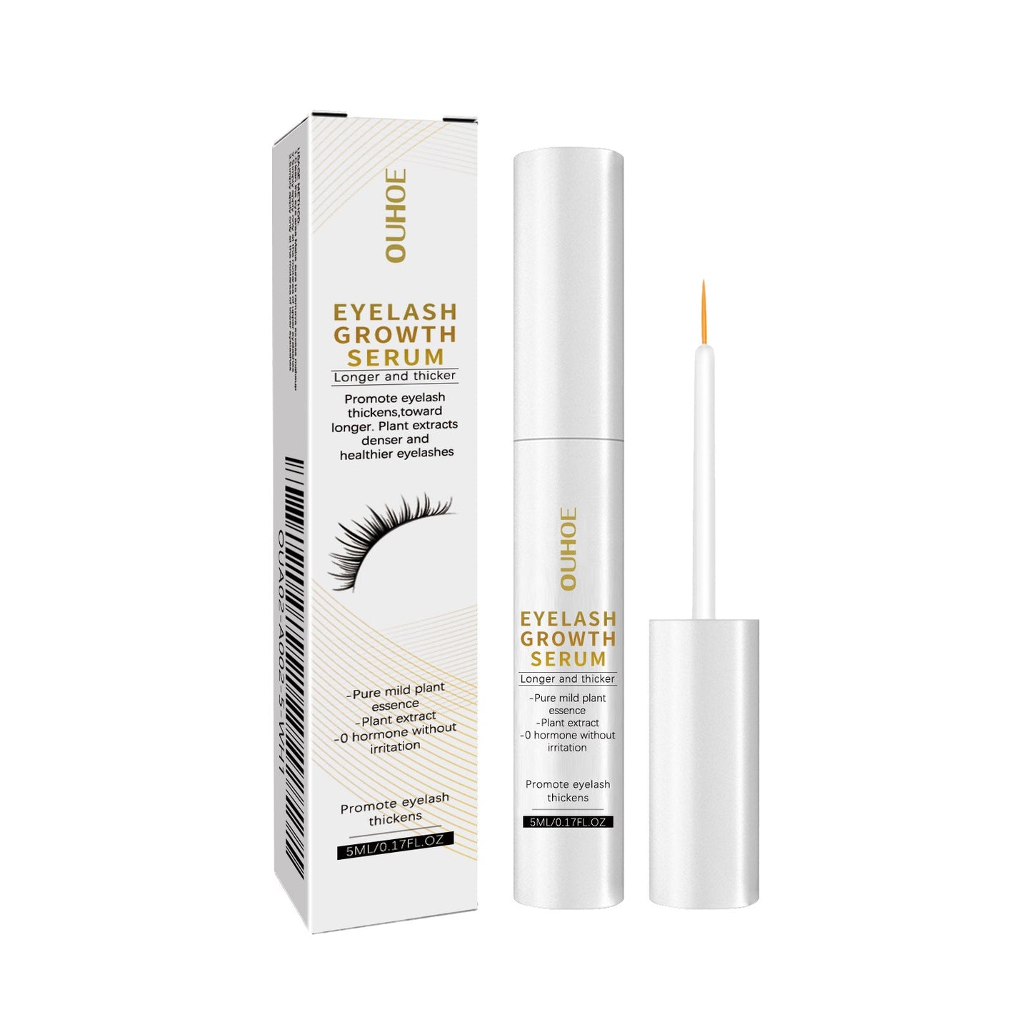 OUHOE eyelash serum is gentle, natural, moisturizing, beautiful, thick, long, black, curled, and traceless eyelashes. 