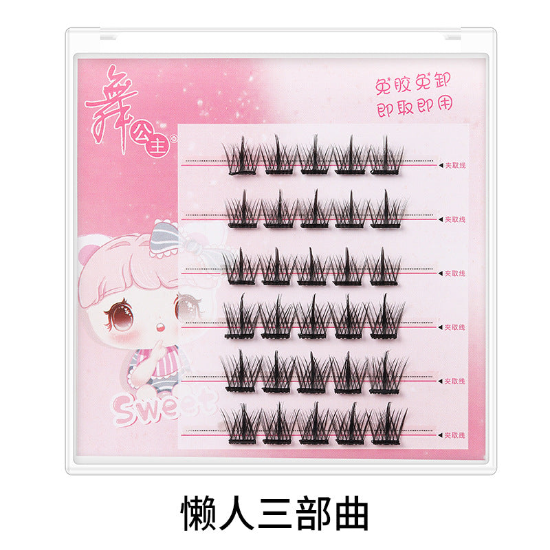 Dancing Princess False Eyelashes Glue-free Self-adhesive Segmented Eyelashes Self-grafted Sunflower Trilogy Cat Elf