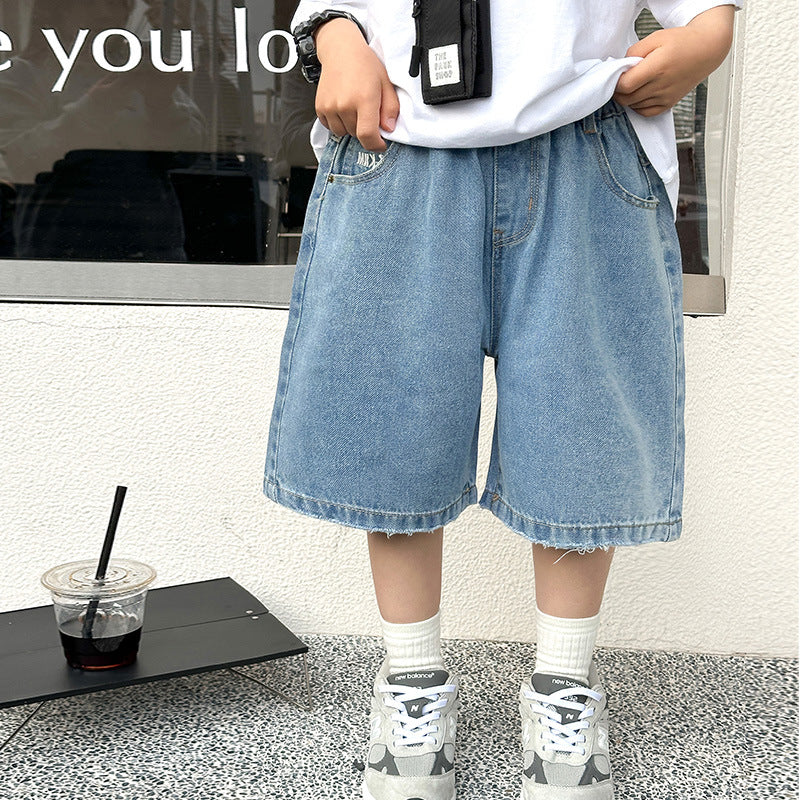 Maxi children's clothing boys denim shorts children's summer pants 2024 new summer wear shorts shorts thin