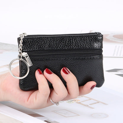 Genuine leather coin purse for women small mini short zipper key bag simple small wallet coin small coin bag 