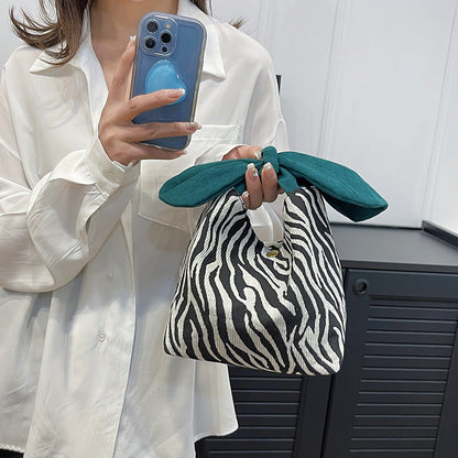 Japanese lunch bag houndstooth zebra pattern ins style Korean version fashionable and versatile hand-held large-capacity clutch bag 