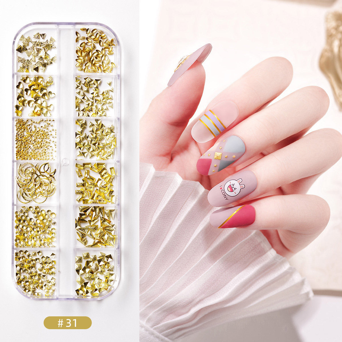 Nail accessories rhinestones flat bottom diamonds hollow rivet nail stickers diamond sequins colored diamonds flat bottom pearl shell pieces Japanese style