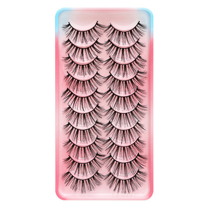 Dingsen false eyelashes factory European and American stable cross-border supply 10 pairs of natural curling thick eyelashes